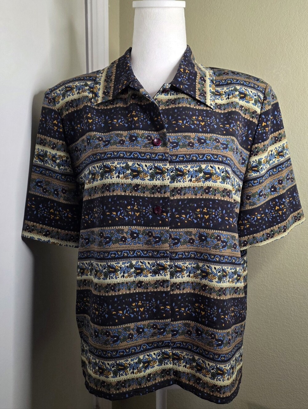 Vintage 80s-90s Joan Leslie Women's Button-Up Top Sz 10